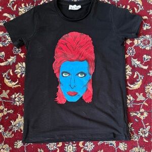 John Richmond Black T-Shirt with Red and Blue Graphic